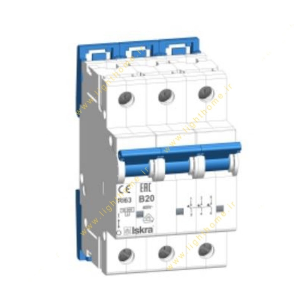 فیوز مینیاتوری سه پل 0.5 آمپر با کنتاکت کمکی ایسکرا سری RI60-B