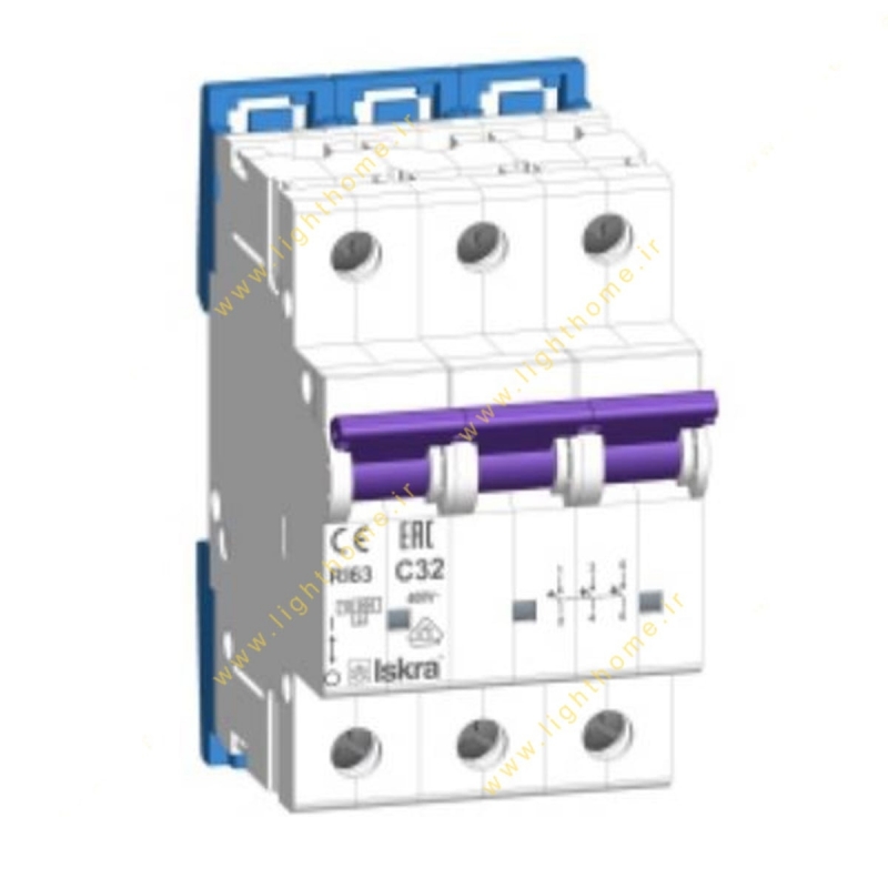 فیوز مینیاتوری سه پل 32 آمپر با کنتاکت کمکی ایسکرا سری RI60-D