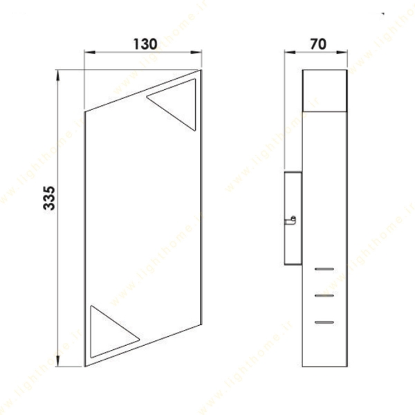 چراغ دیواری دکوراتیو لولایت کد 211 ابعاد