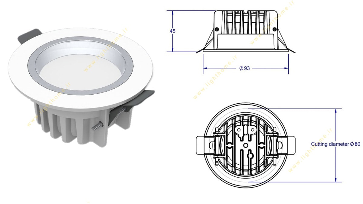 چراغ بیمارستانی 7 وات دانلایت توکار مهنام مدل روشا M352DOBS740T