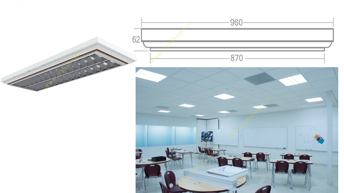 چراغ اداری آلفا طولی 4x36 وات روکار مهنام مدل TCL
